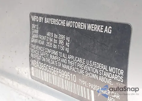 2014 BMW 328I xDrive from USA, damaged, VIN WBA3B5C55EF599510